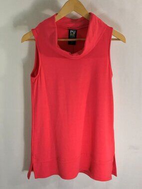 🇨🇦 Pure Essence Coral Sleeveless Mock‑Neck Tunic Tank Top • XS NWT